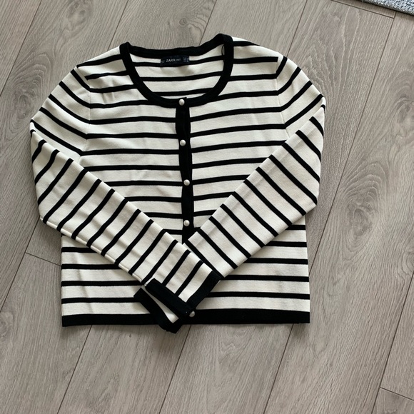 Zara Striped Cardigan - Cream and Black - Picture 4 of 5